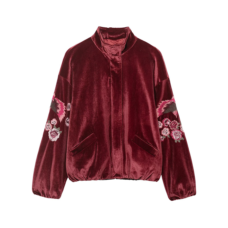 Women'S Fashion Quilted Jacket - เสื้อแจ็คเก็ตผ้ากำมะหยี่ปักลายสไตล์มินิมอลลำลองสำหรับผู้หญิงปี 2026 คอตั้ง แขนยาว ผ้าฝ้ายบุผ้านวม