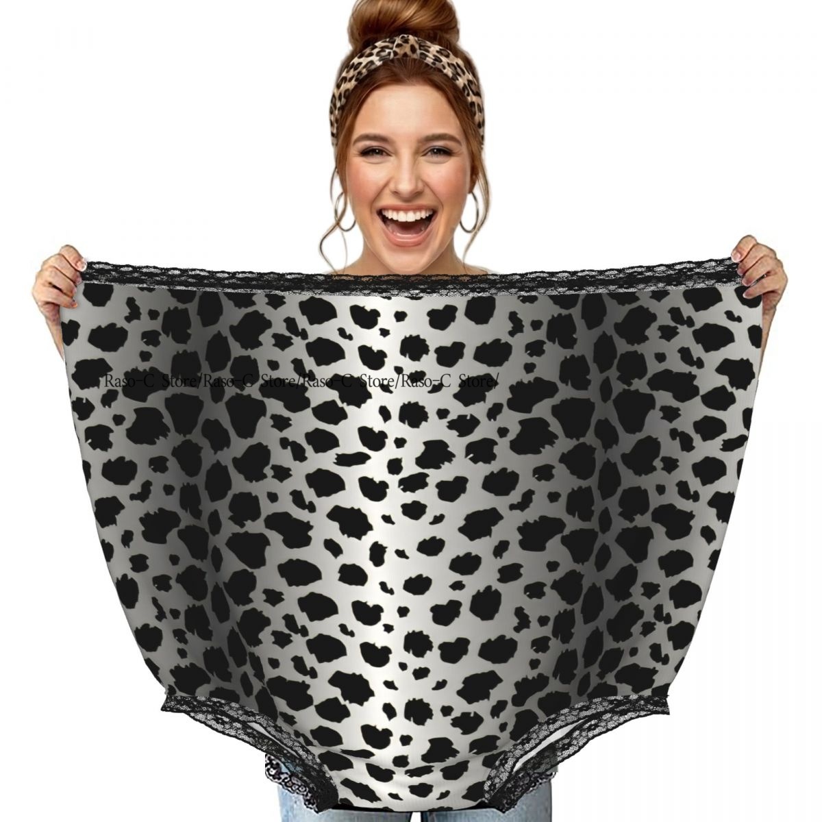 Women'S Fashion Underwear - กางเกงในลายเสือดาวสีดำและสีขาว ตลกขบขัน แฟชั่น ของขวัญเซอร์ไพรส์