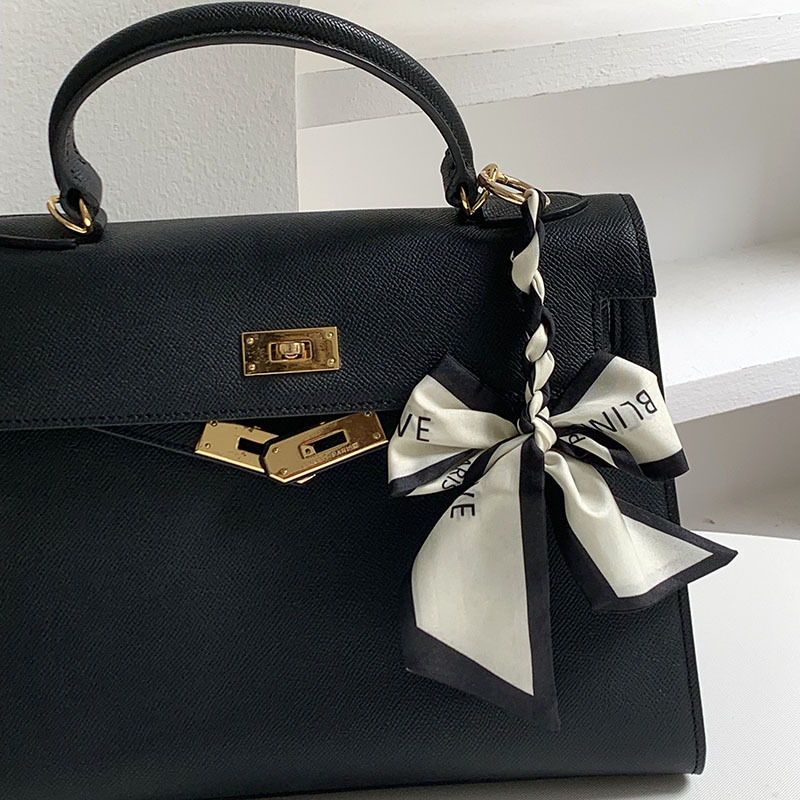 Women'S Ysl Fashion - ผ้าพันคอไหมถักมือสีใหม่พร้อมจี้โบว์สำหรับผู้หญิง, พวงกุญแจห้อยกระเป๋าแบบน่ารัก, ของขวัญสำหรับงานปาร์ตี้ประจำวัน, งานแต่งงานยามเย็น