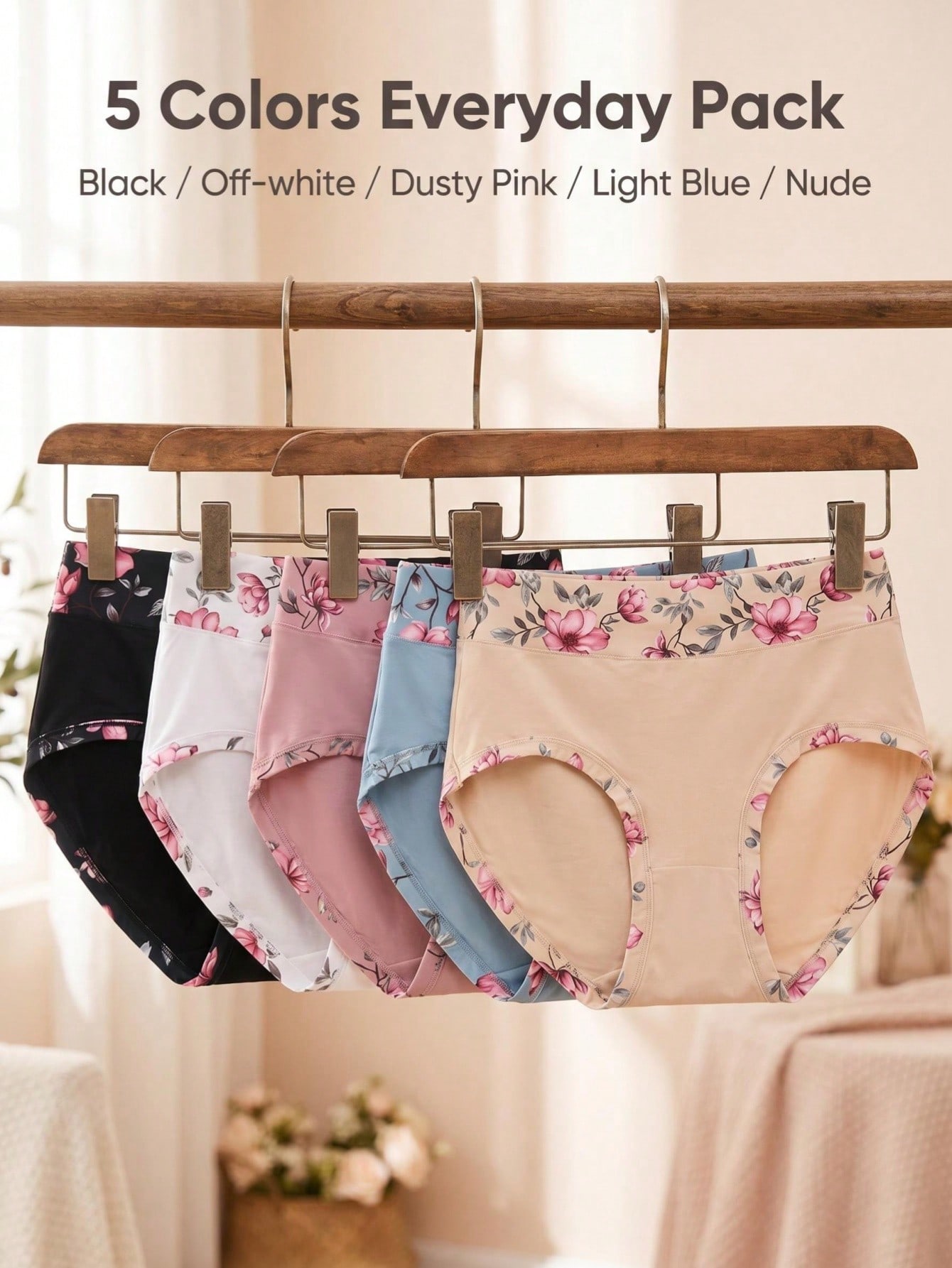 5 ชิ้น กางเกงในพิมพ์ลายดอกไม้ส - Women'S Fashion Underwear บทวิจารณ์และราคา
