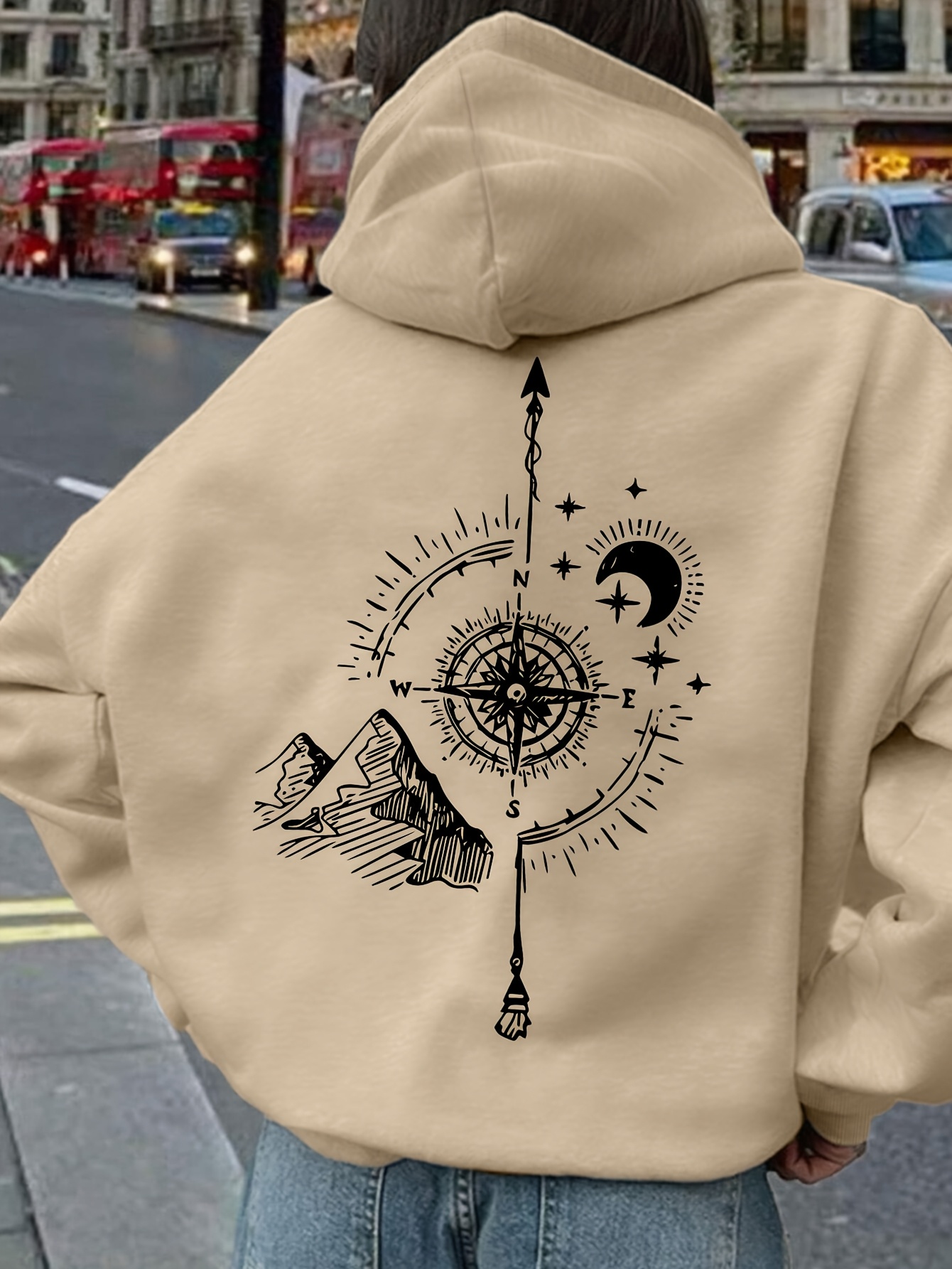 เสื้อฮู้ดพิมพ์ลายเข็มทิศสำหรับ - Hoodie Women Oversized บทวิจารณ์และราคา