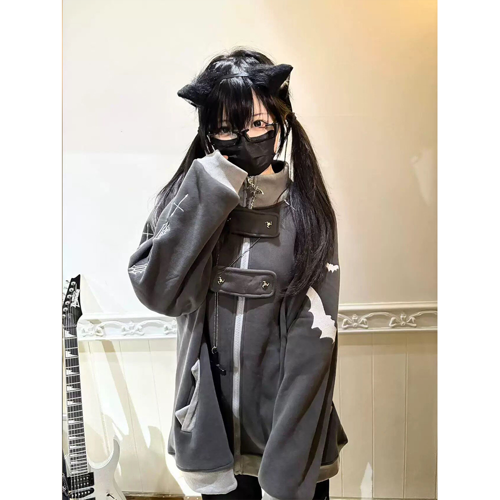 เสื้อฮู้ดซิปอัพสไตล์กอธิค Y2K  - Hoodie Women Oversized บทวิจารณ์และราคา